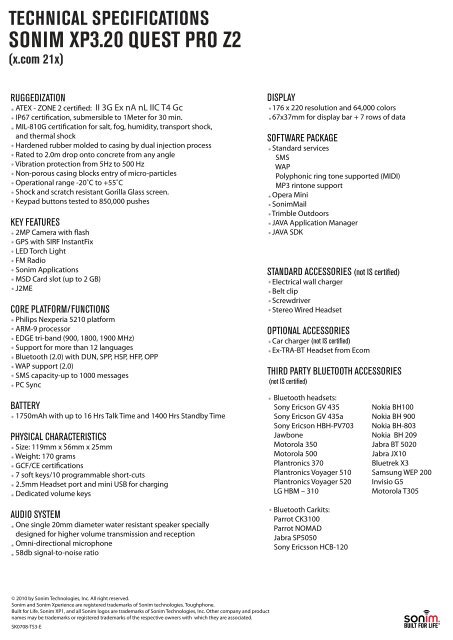 XP3.20 quest pro z2 - Sonim Technologies