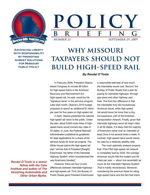 Why Missouri Should Not Build High-Speed Rail - American Dream ...