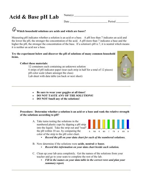 Acids And Bases Ph Scale Chart