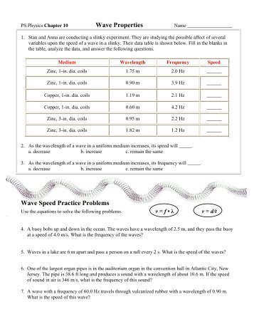 Wave Properties Wave Speed Practice Problems