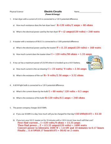 Worksheet: Electric Circuits