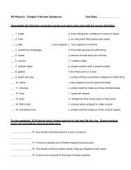 PS Physics: Chapter 5 Review Questions Test Date