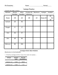 Isotope Practice Element Atomic Number Mass Number Protons ...