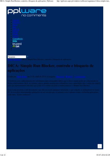 DICA: Simple Run Blocker, controlo e bloqueio de aplicações