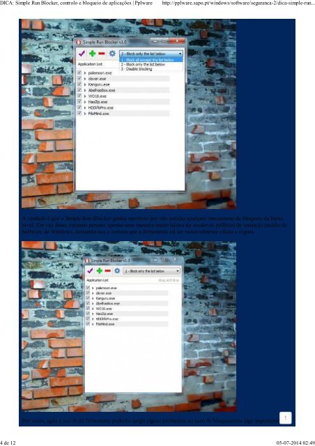 DICA: Simple Run Blocker, controlo e bloqueio de aplicações