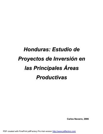 Honduras: Estudio de Proyectos de InversiÃ³n en las Principales ...