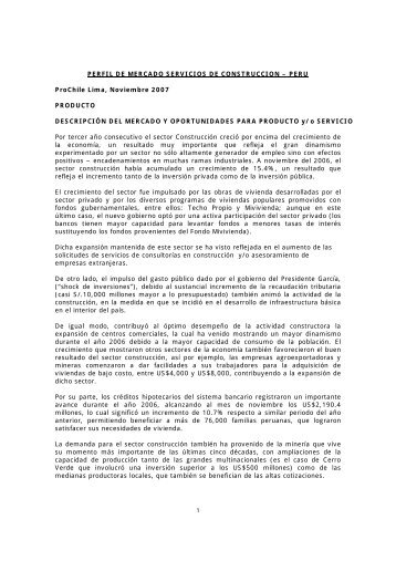 PERFIL DE MERCADO SERVICIOS DE CONSTRUCCION â PERU ...