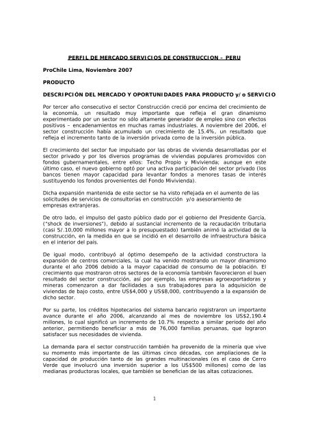PERFIL DE MERCADO SERVICIOS DE CONSTRUCCION â PERU ...