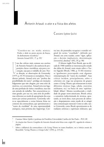 Antonin Artaud o ator ea física dos afetos
