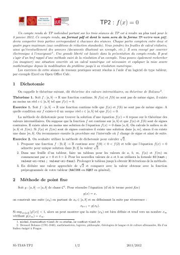 TP2 : f(x)=0 - Institut de Mathématiques de Toulouse