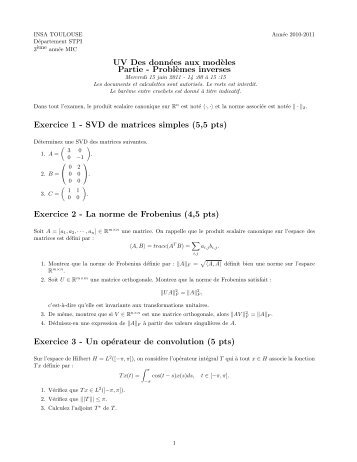 UV Des données aux mod`eles Partie - Probl`emes inverses ...