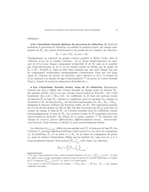 Modules formels locaux de feuilletages holomorphes - arXiv