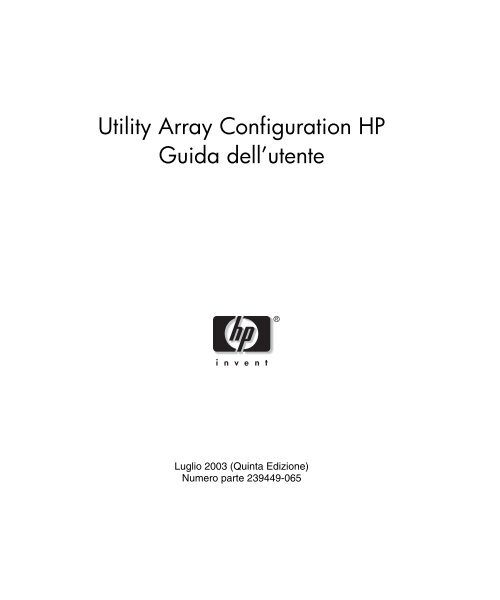 Utility Array Configuration HP Guida dell
