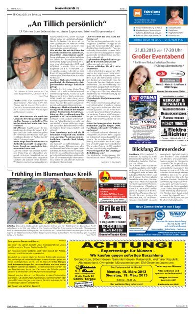 Ausgabe vom 17. 03. 2013 - beim SonntagsWochenBlatt