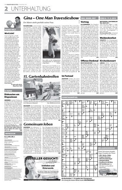 Ausgabe vom 08. 09. 2013 - beim SonntagsWochenBlatt