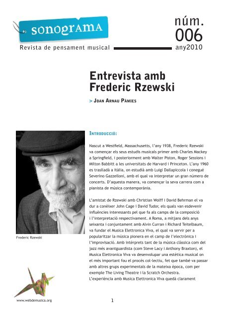 Entrevista amb Frederic Rzewski