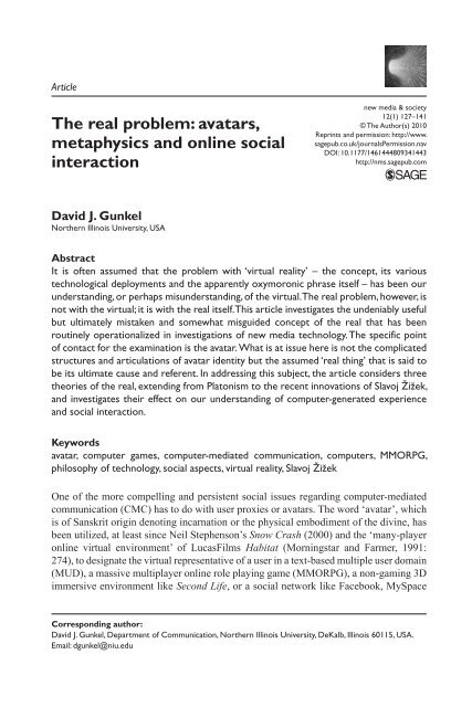 The Real Problem Avatars Metaphysics And Online Social