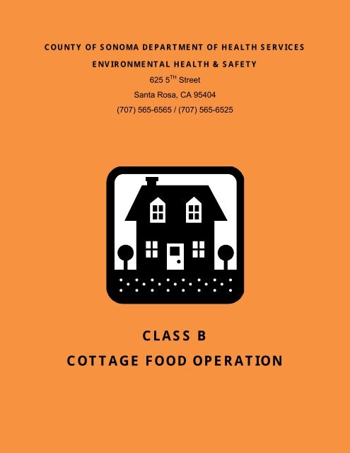Application Packet Class B Cottage Food Operation Sonoma County