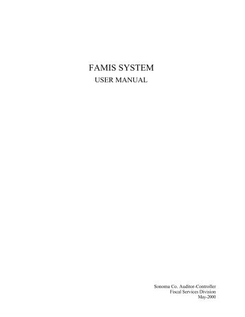 FAMIS User Manual - Sonoma County