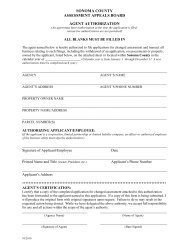 Assessment Appeals Agent Authorization Form - Sonoma County