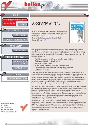 Algorytmy w Perlu - Czytelnia online - Helion