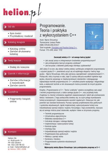 Programowanie. Teoria i praktyka z wykorzystaniem C++