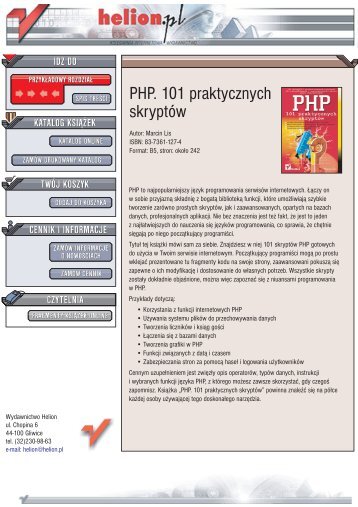 PHP. 101 praktycznych skryptÃ³w - Czytelnia online - Helion