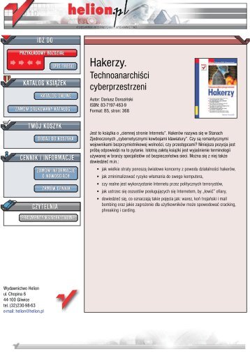 C:\Andrzej\PDF\Hakerzy. TechnoanarchiÅci ... - Czytelnia - Helion