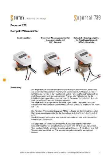 Datenblatt Supercal 739 Qp 0.6-2.5 m³/h - Sontex SA