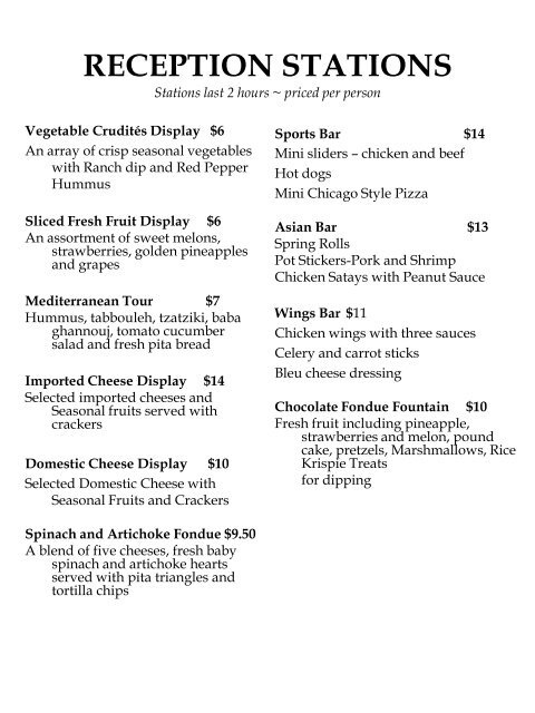 Catering Menu - Courtyard by Marriott Magnificent Mile