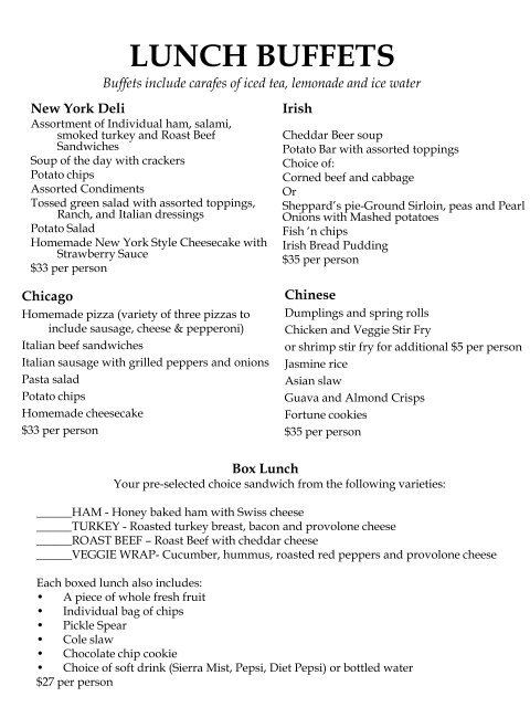 Catering Menu - Courtyard by Marriott Magnificent Mile