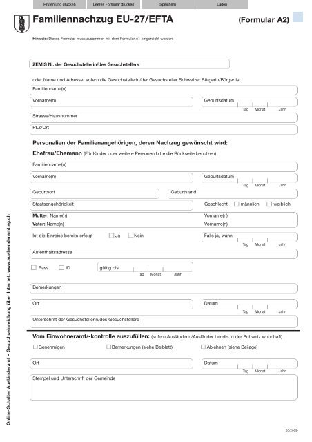 Familiennachzug EU-27/EFTA