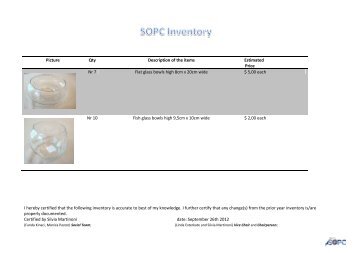 I hereby certified that the following inventory is accurate to ... - Sopc.us