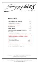 Puddings Menu - Sophie's Steakhouse and bar