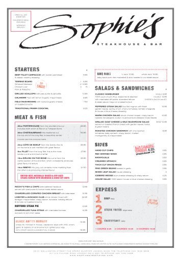 Menu - Sophie's Steakhouse and bar