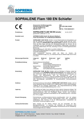 SOPRALENE Flam 180 EN Schiefer - SOPREMA-KLEWA GmbH