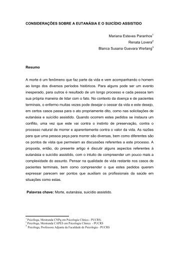 Considerações sobre a eutanásia e o suicídio assistido