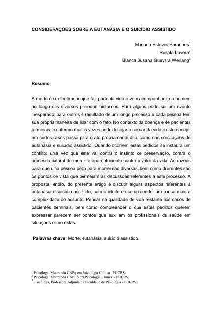 Considerações sobre a eutanásia e o suicídio assistido