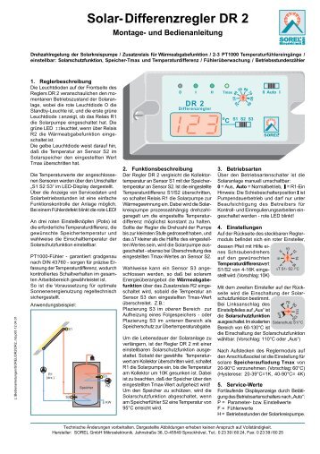 Solar-Differenzregler DR 2 - Sorel