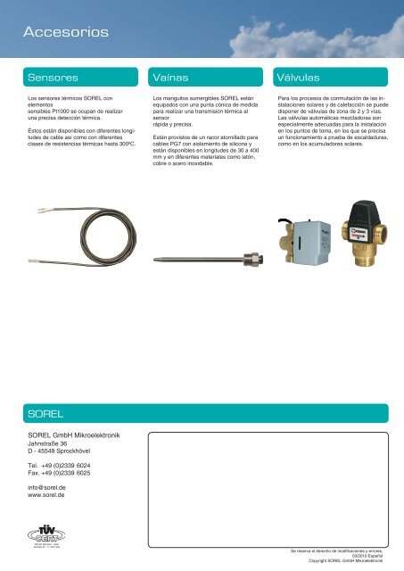 Regulador diferencial de temperatura para energÃ­a solar ... - Sorel