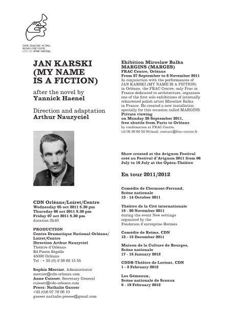 JAN KARSKI - Centre Dramatique National d'Orléans