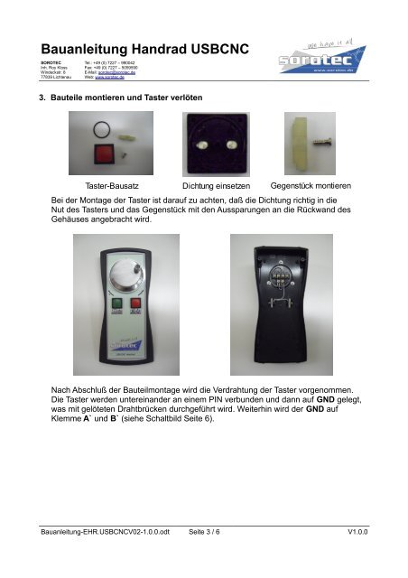 Bauanleitung Handrad USBCNC - Sorotec