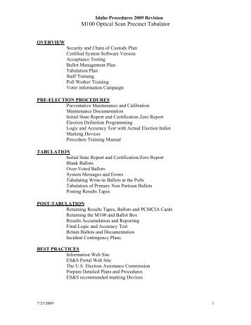 M100 Optical Scan Precinct Tabulator - Idaho Secretary of State ...