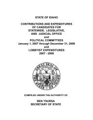 state of idaho contributions and expenditures - Idaho Secretary of ...