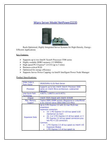 Wipro Server Model Netpowerz2235