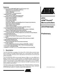 AT91 ARM Thumb Microcontrollers AT91FR40162S Preliminary