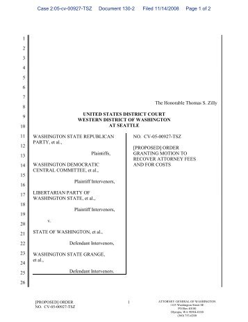 Proposed Order Granting Motion to Recover Fees and for Costs