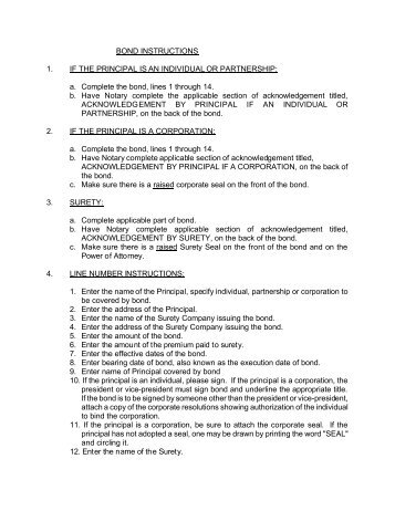 bond instructions 1 if the principal is an individual