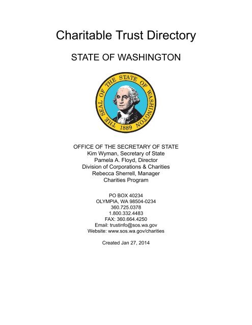 Charitable Trust Directory - Washington Secretary of State