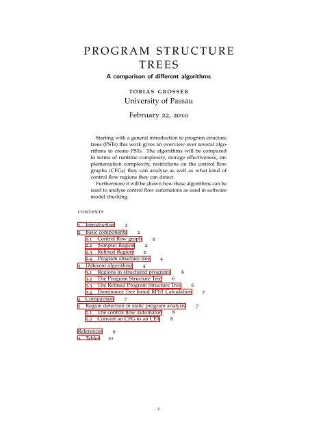 PROGRAM STRUCTURE TREES - Software Systems Lab